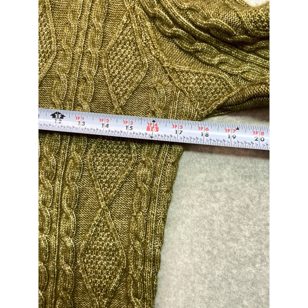 Ophelia Roe Sweater Dress Womens Large Olive Green Cable Knit Long Sleeve Mock N - Picture 8 of 12